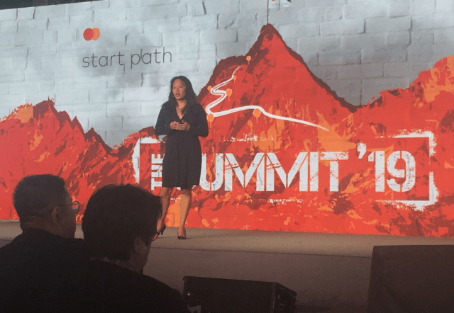 Cathy Ross speaking at the Mastercard 2019 Summit