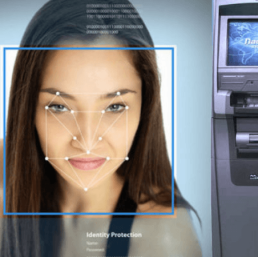 Face of a woman undergoing facial recognition